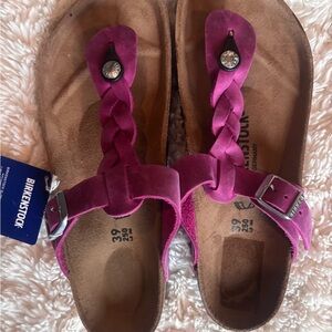 Birkenstock Purple Sandals with Adjustable Strap and Contoured Footbed